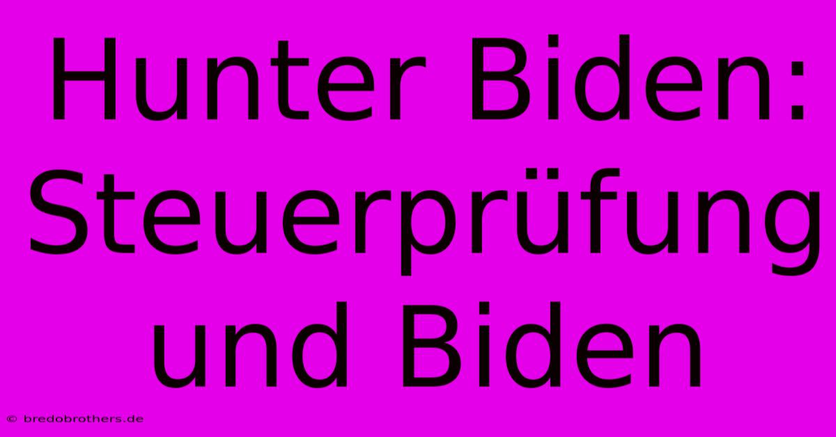 Hunter Biden: Steuerprüfung Und Biden