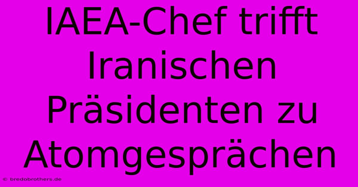 IAEA-Chef Trifft Iranischen Präsidenten Zu Atomgesprächen