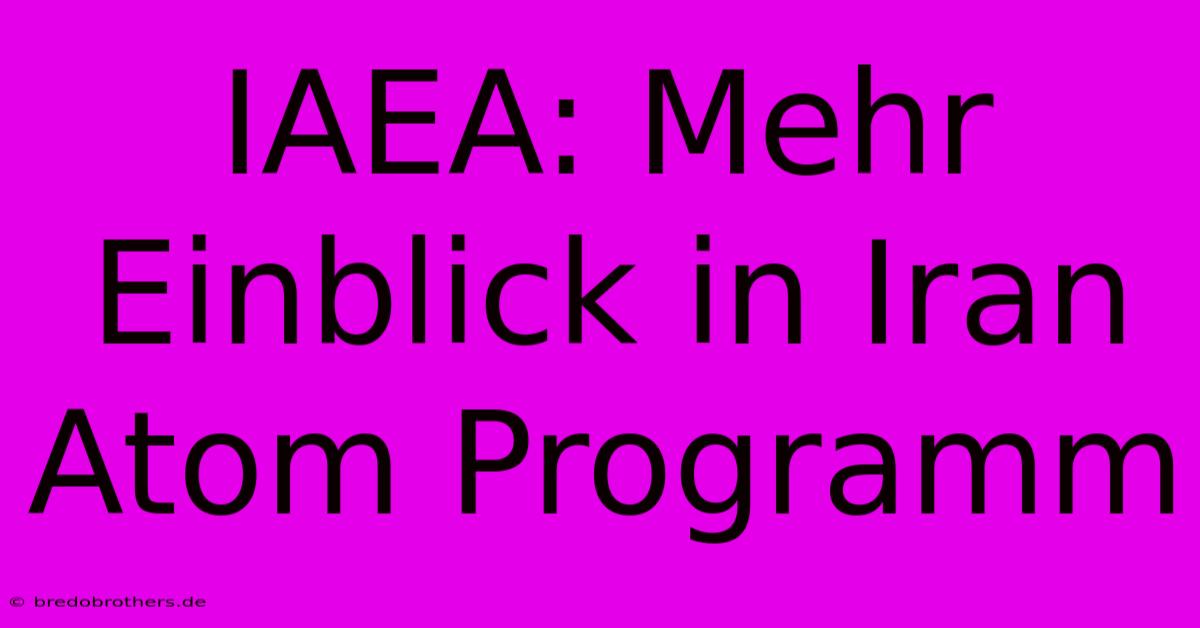 IAEA: Mehr Einblick In Iran Atom Programm