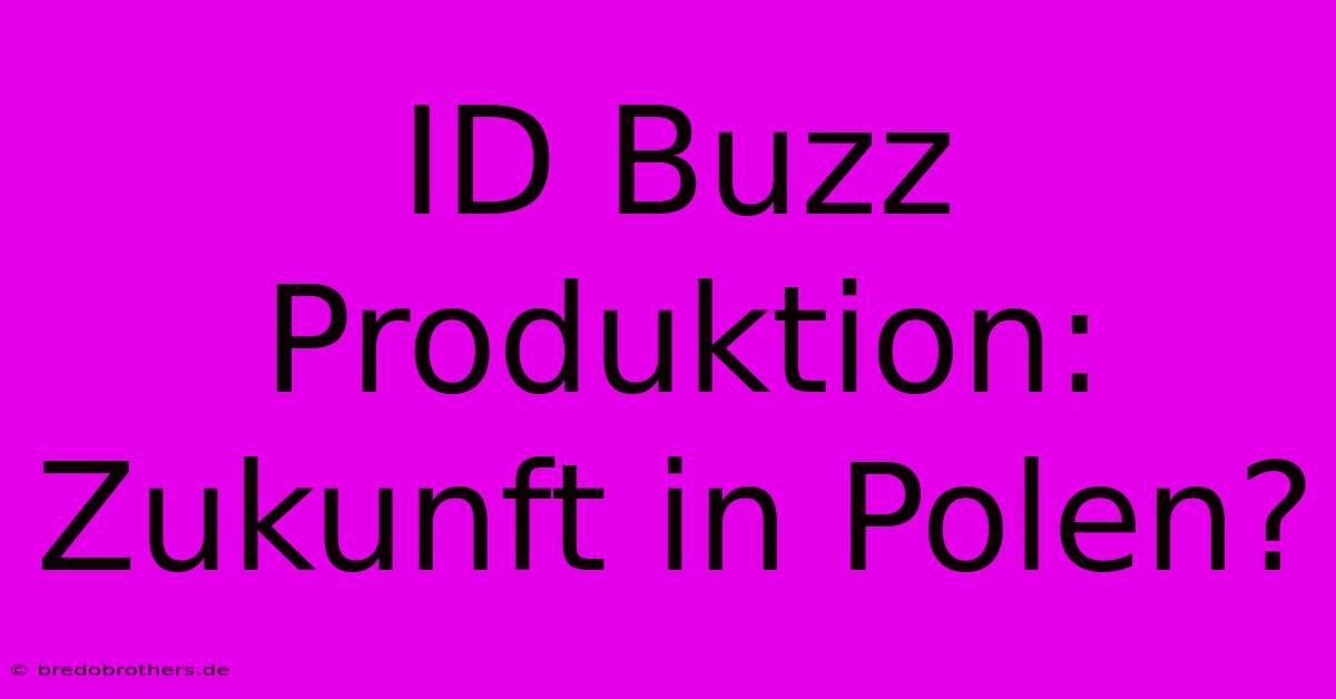 ID Buzz Produktion: Zukunft In Polen?