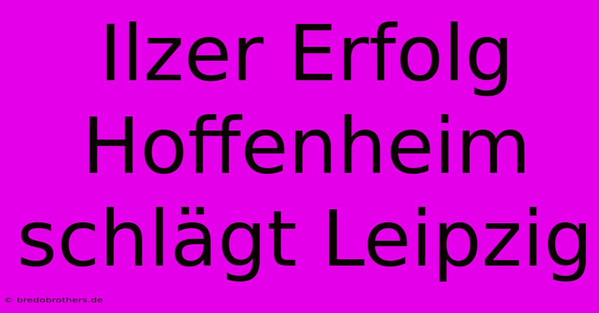 Ilzer Erfolg Hoffenheim Schlägt Leipzig