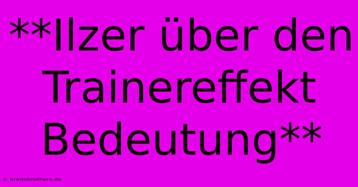 **Ilzer Über Den Trainereffekt Bedeutung**