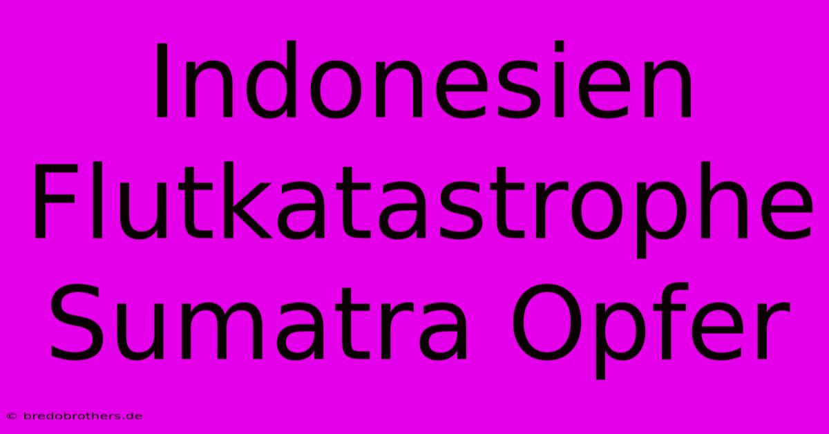 Indonesien Flutkatastrophe Sumatra Opfer