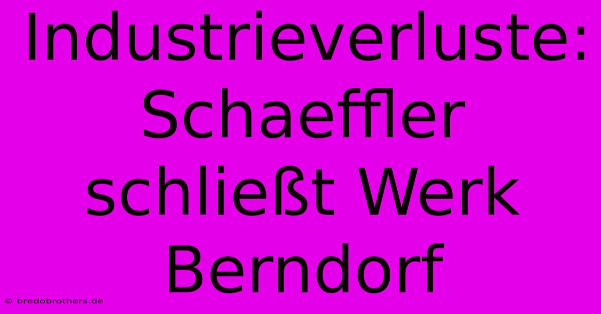 Industrieverluste: Schaeffler Schließt Werk Berndorf