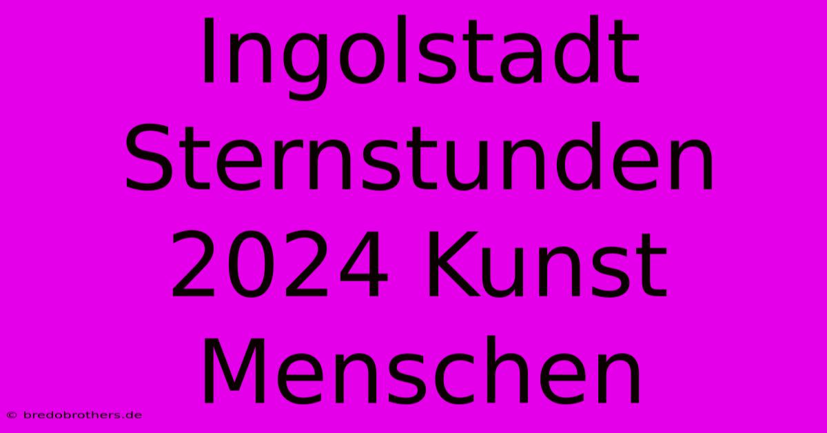 Ingolstadt Sternstunden 2024 Kunst  Menschen