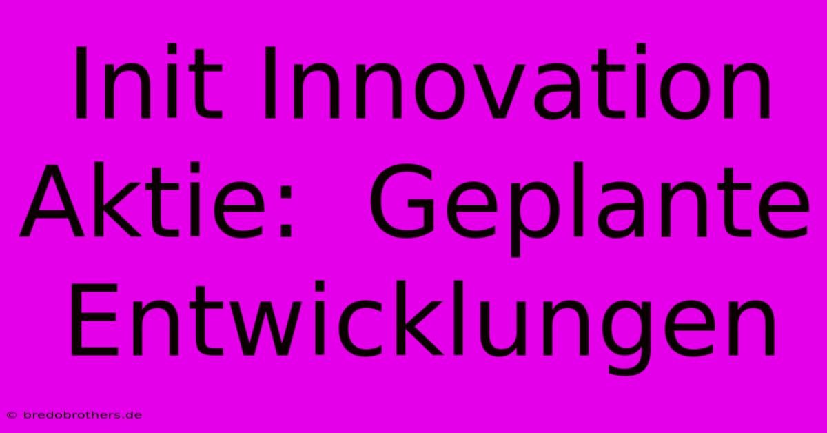 Init Innovation Aktie:  Geplante Entwicklungen