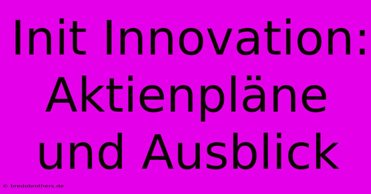 Init Innovation: Aktienpläne Und Ausblick