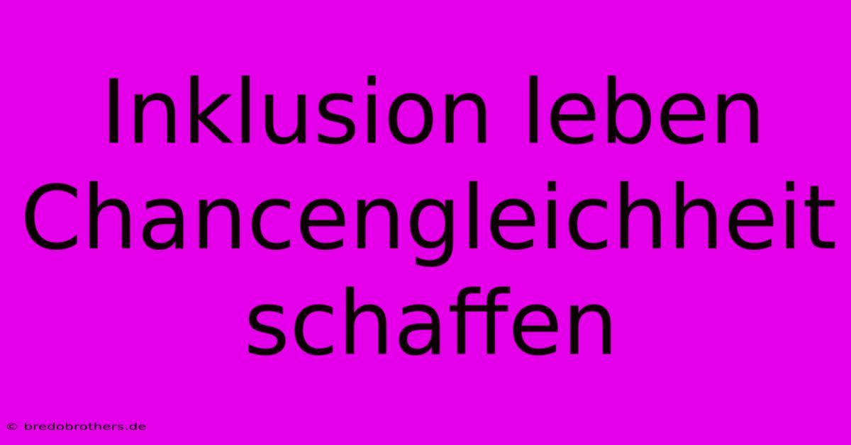 Inklusion Leben Chancengleichheit Schaffen