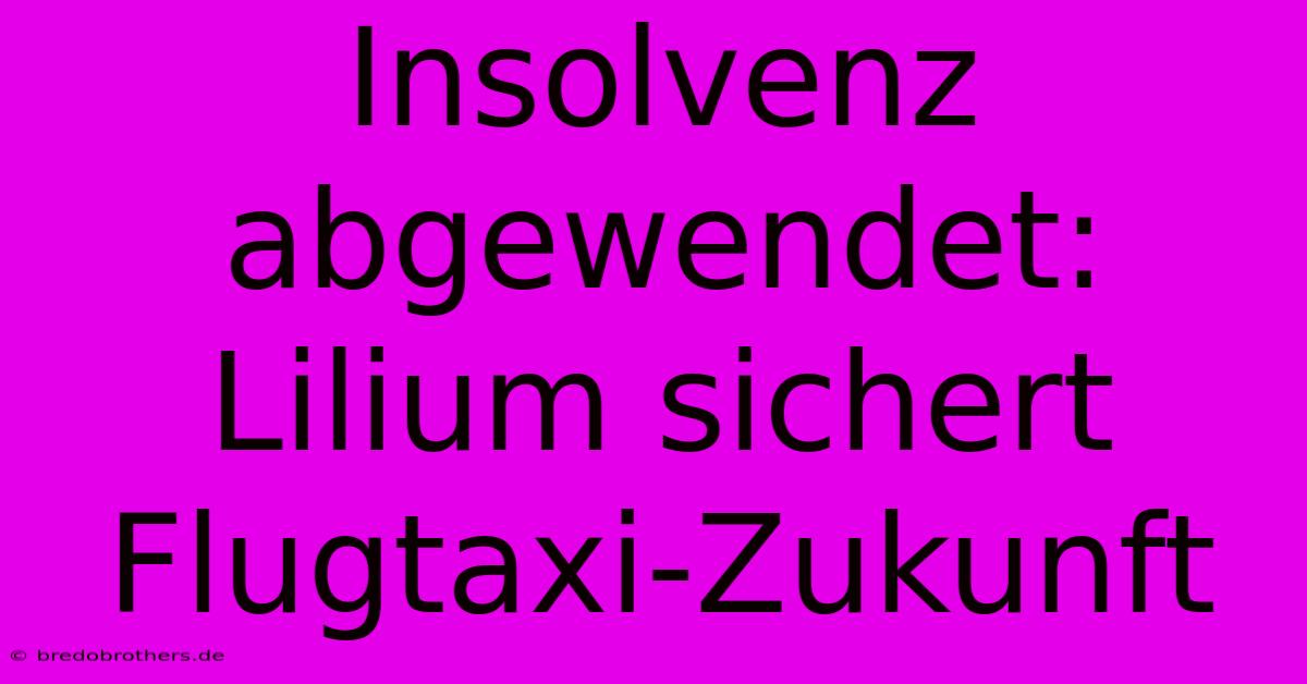 Insolvenz Abgewendet: Lilium Sichert Flugtaxi-Zukunft