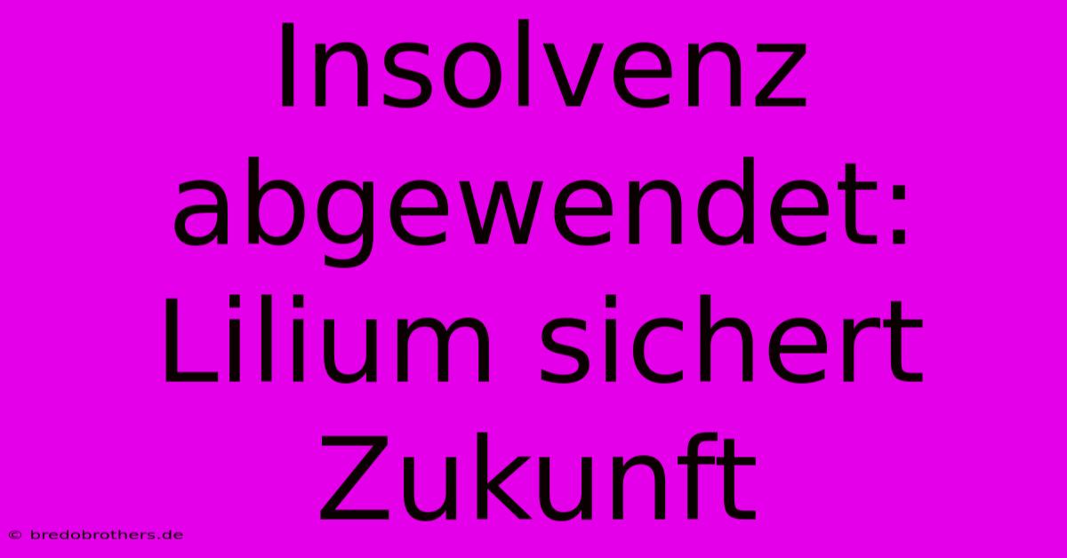 Insolvenz Abgewendet: Lilium Sichert Zukunft