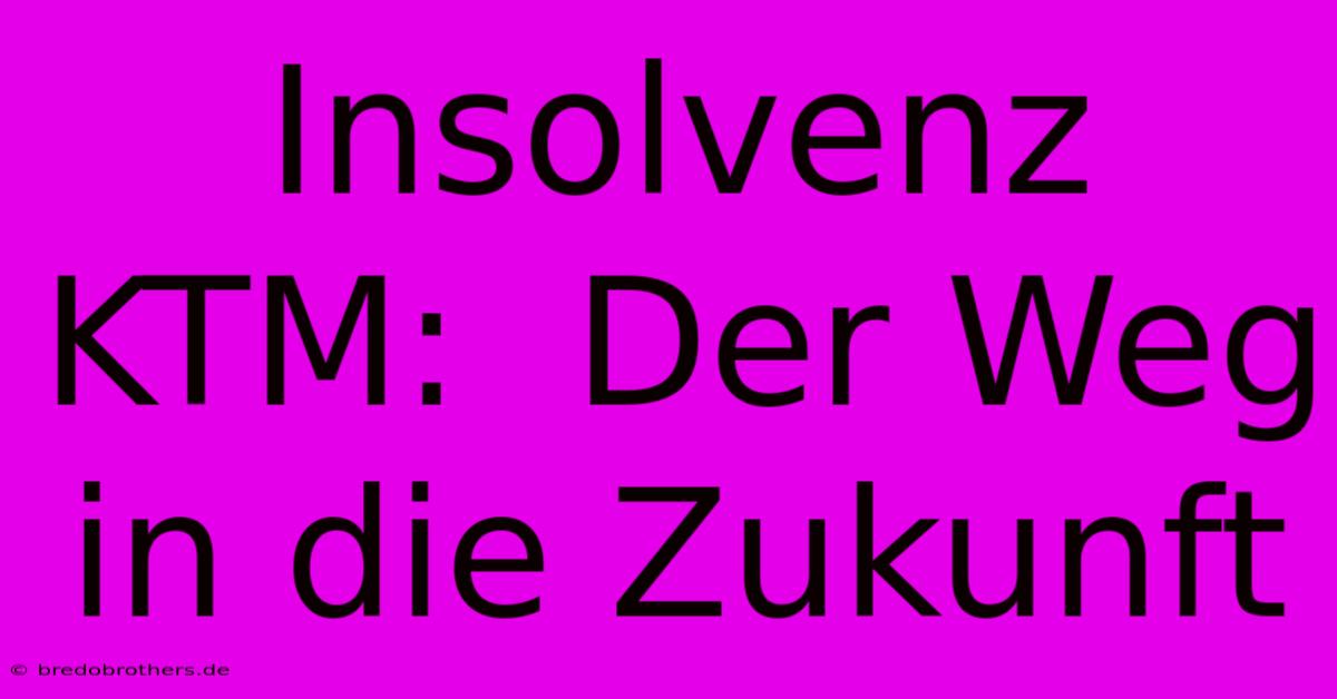 Insolvenz KTM:  Der Weg In Die Zukunft