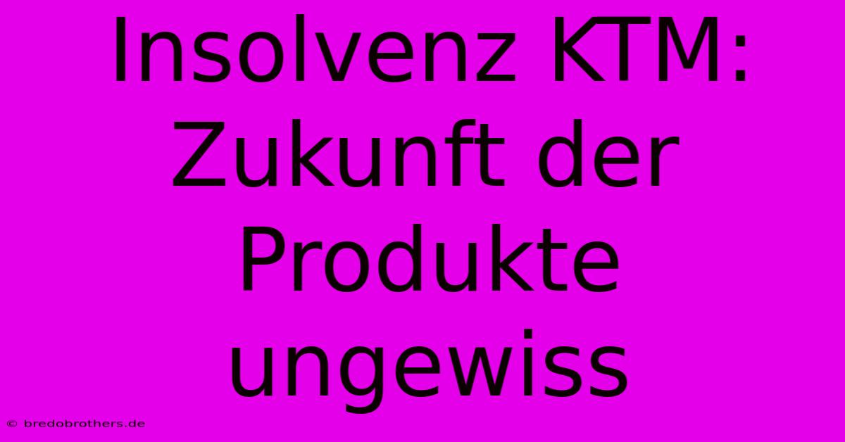 Insolvenz KTM: Zukunft Der Produkte Ungewiss