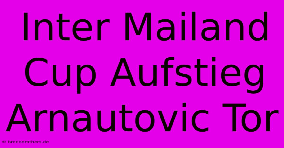 Inter Mailand Cup Aufstieg Arnautovic Tor