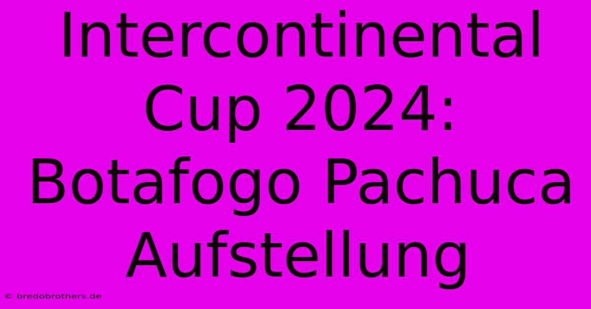 Intercontinental Cup 2024: Botafogo Pachuca Aufstellung