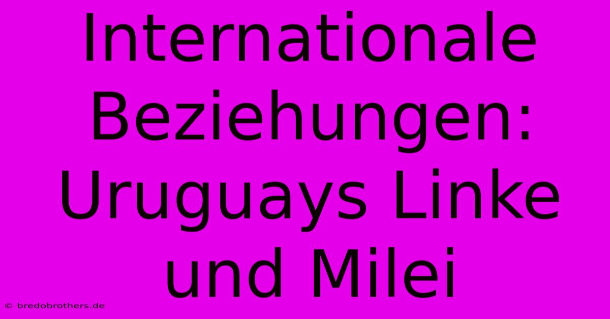 Internationale Beziehungen: Uruguays Linke Und Milei