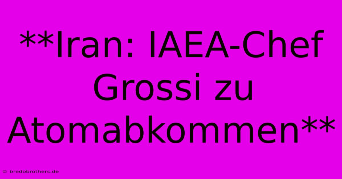 **Iran: IAEA-Chef Grossi Zu Atomabkommen**