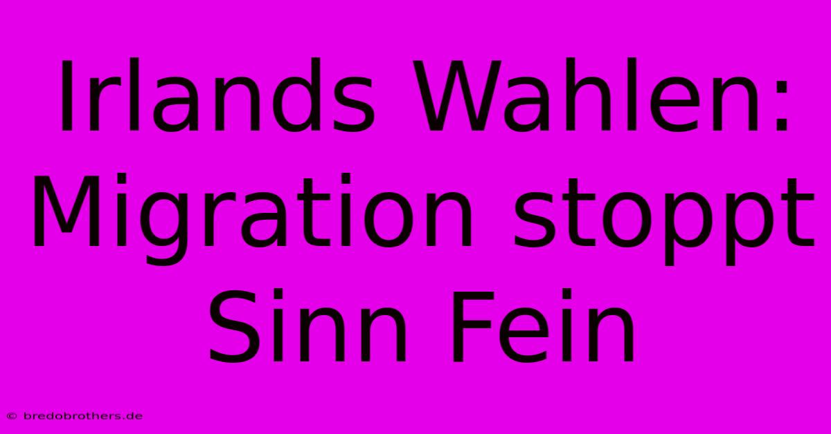 Irlands Wahlen: Migration Stoppt Sinn Fein