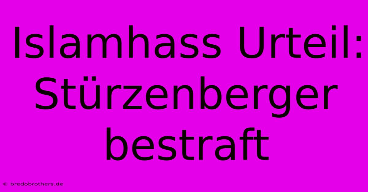 Islamhass Urteil: Stürzenberger Bestraft