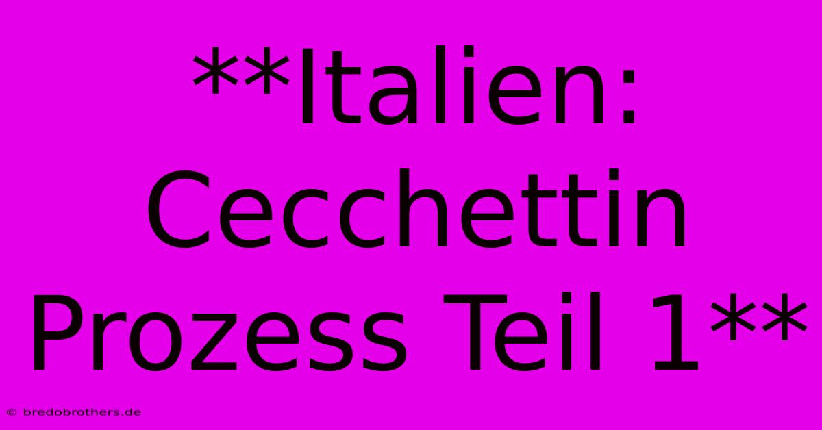 **Italien: Cecchettin Prozess Teil 1**