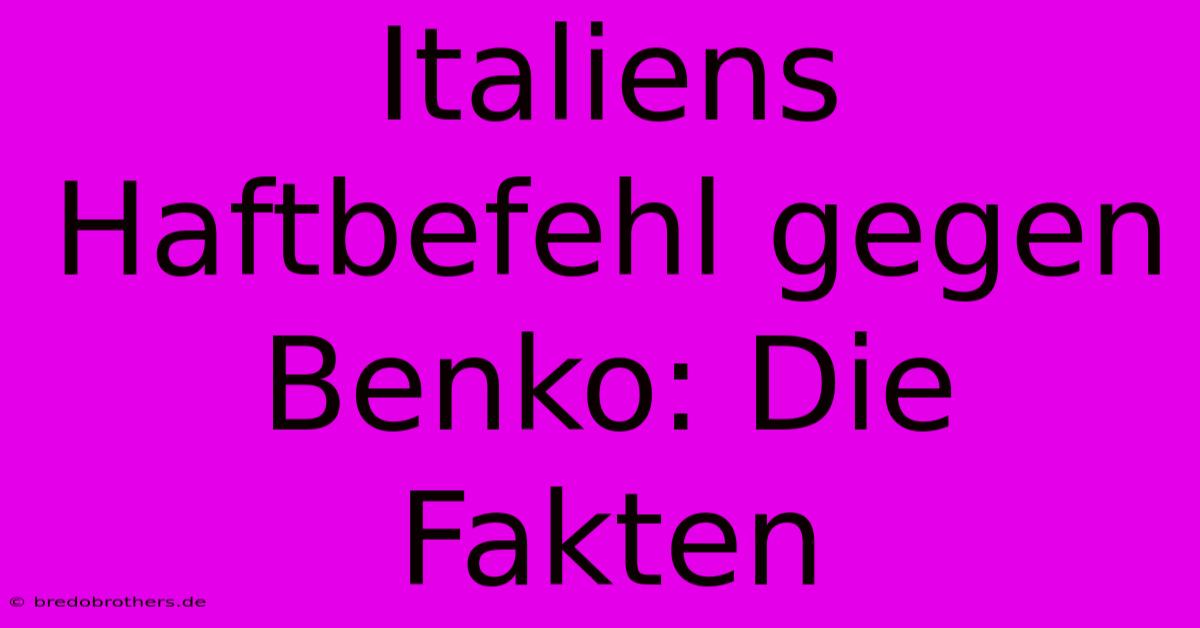 Italiens Haftbefehl Gegen Benko: Die Fakten