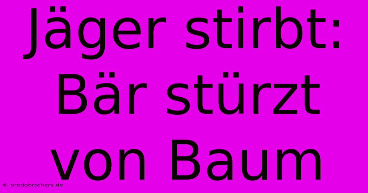 Jäger Stirbt: Bär Stürzt Von Baum