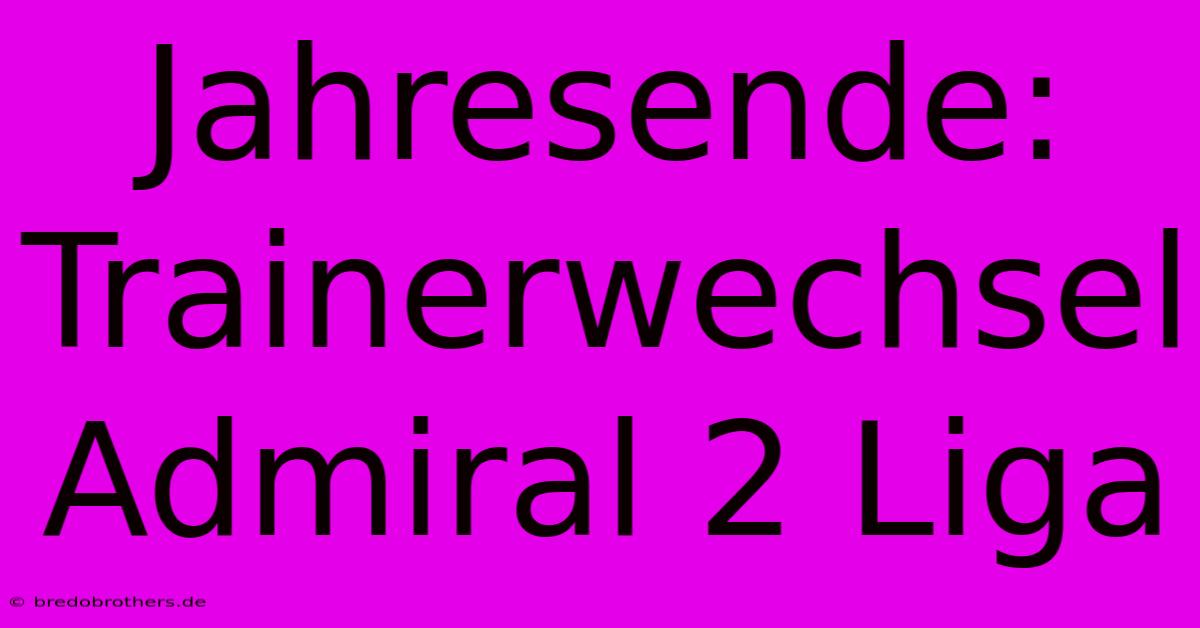 Jahresende: Trainerwechsel Admiral 2 Liga