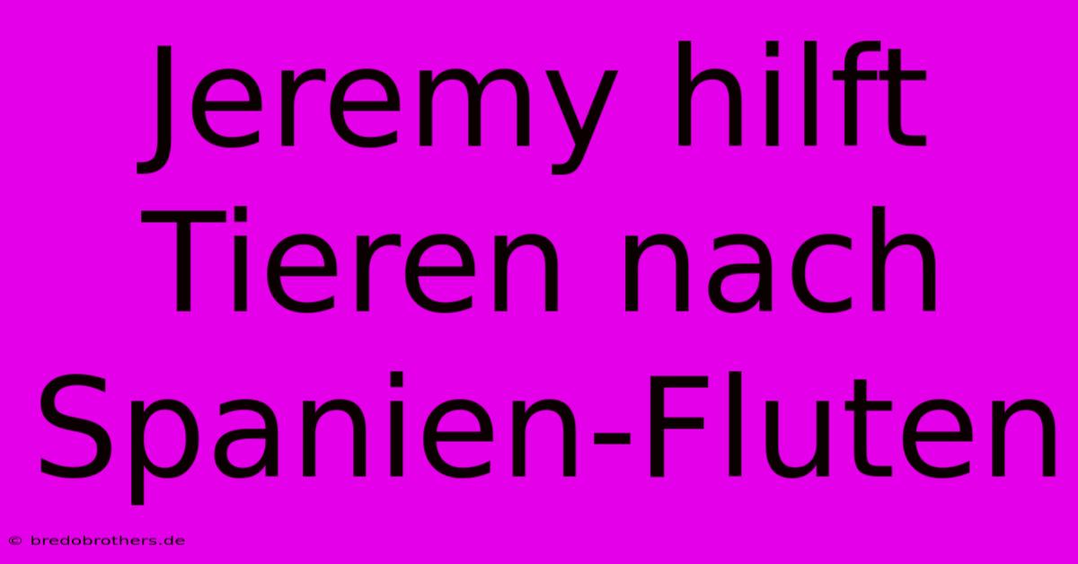 Jeremy Hilft Tieren Nach Spanien-Fluten