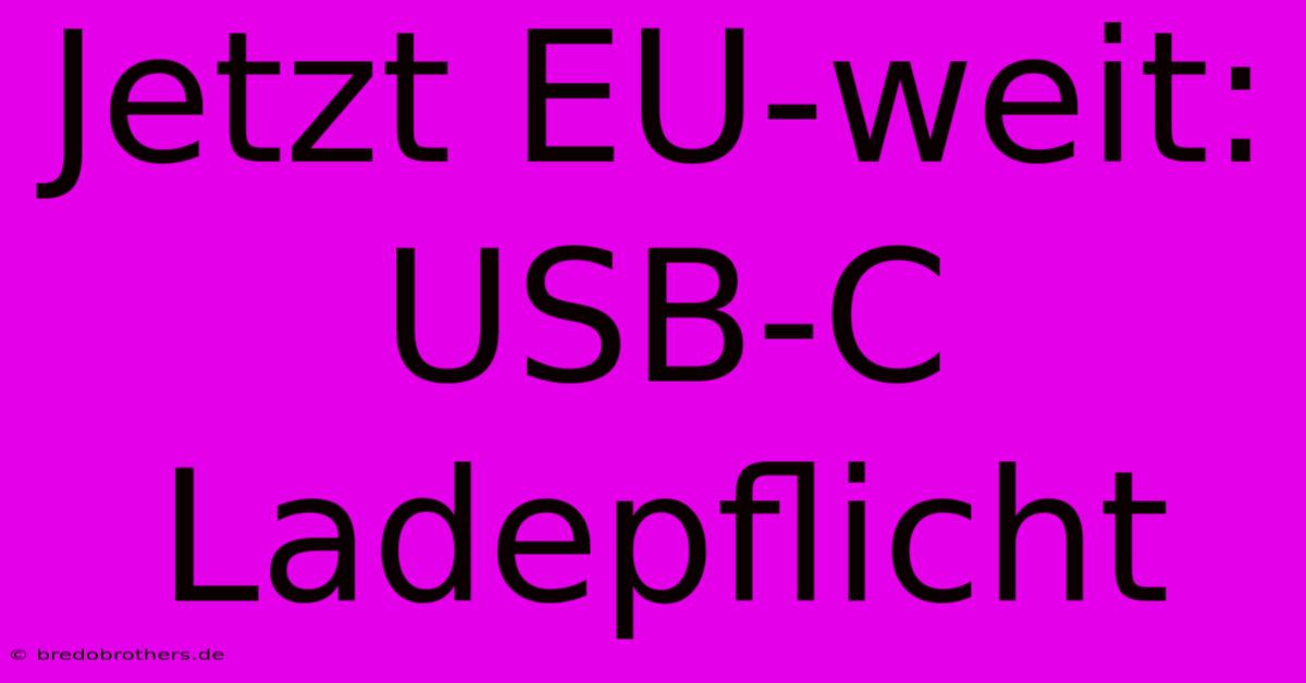 Jetzt EU-weit: USB-C Ladepflicht