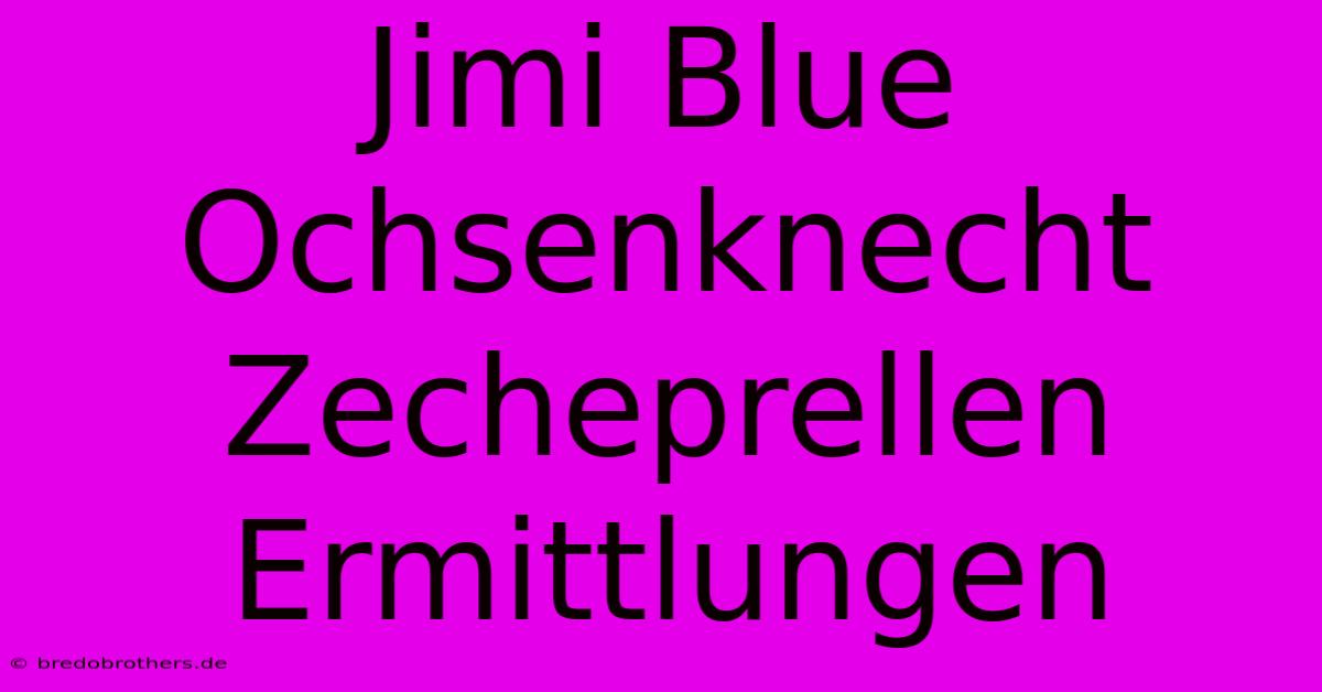 Jimi Blue Ochsenknecht Zecheprellen Ermittlungen