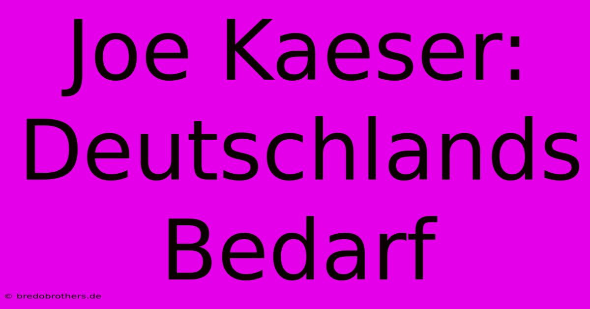 Joe Kaeser: Deutschlands Bedarf