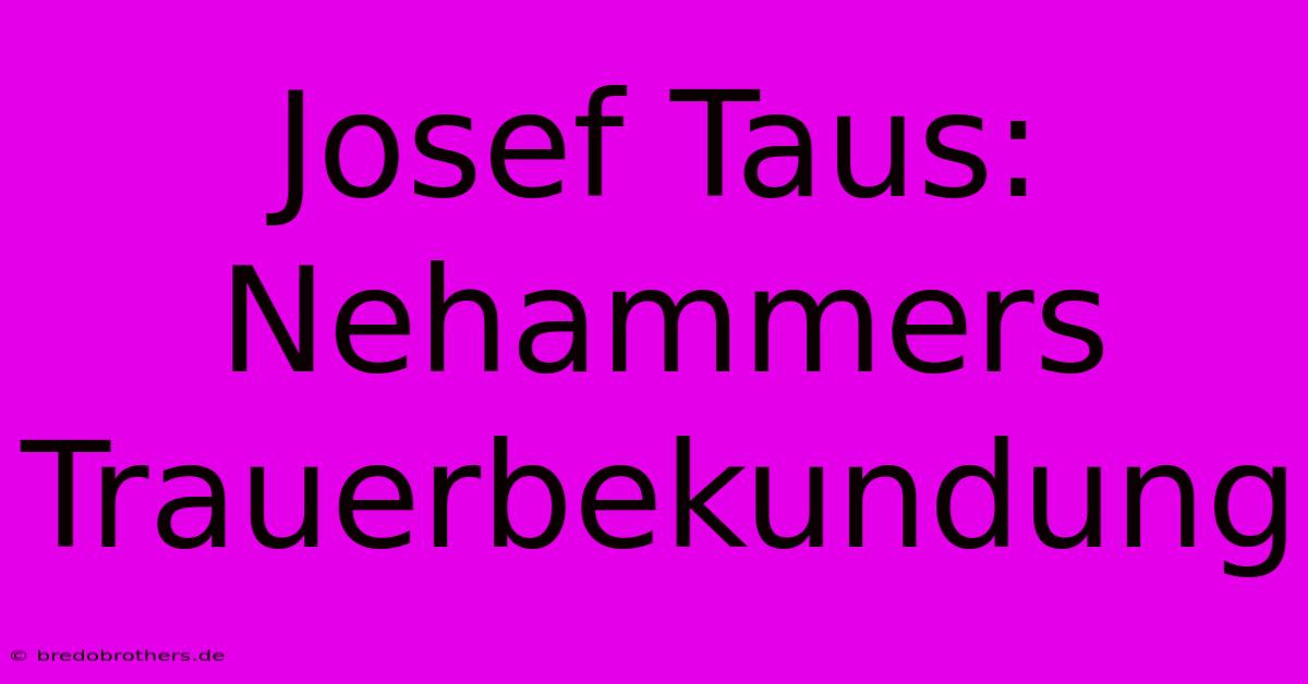 Josef Taus: Nehammers Trauerbekundung