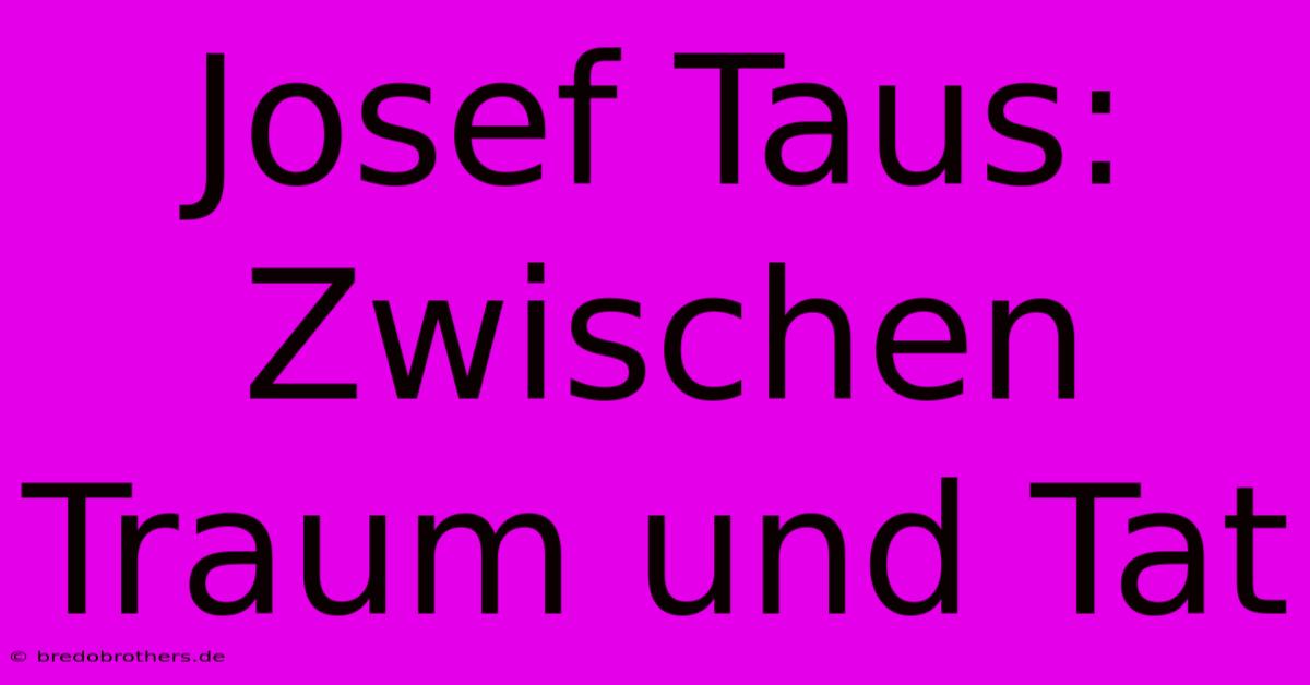 Josef Taus: Zwischen Traum Und Tat