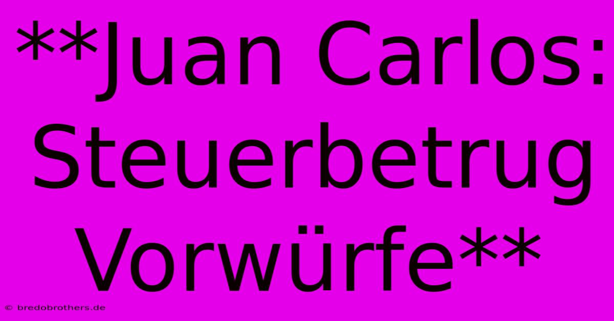 **Juan Carlos: Steuerbetrug Vorwürfe**