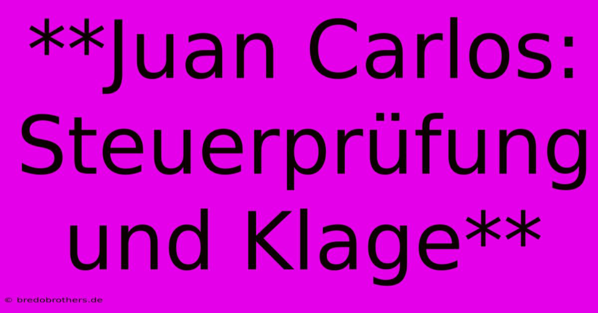 **Juan Carlos: Steuerprüfung Und Klage**