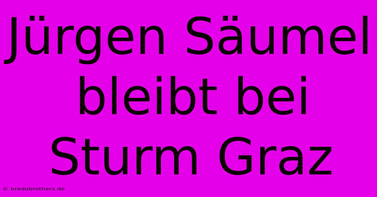 Jürgen Säumel Bleibt Bei Sturm Graz