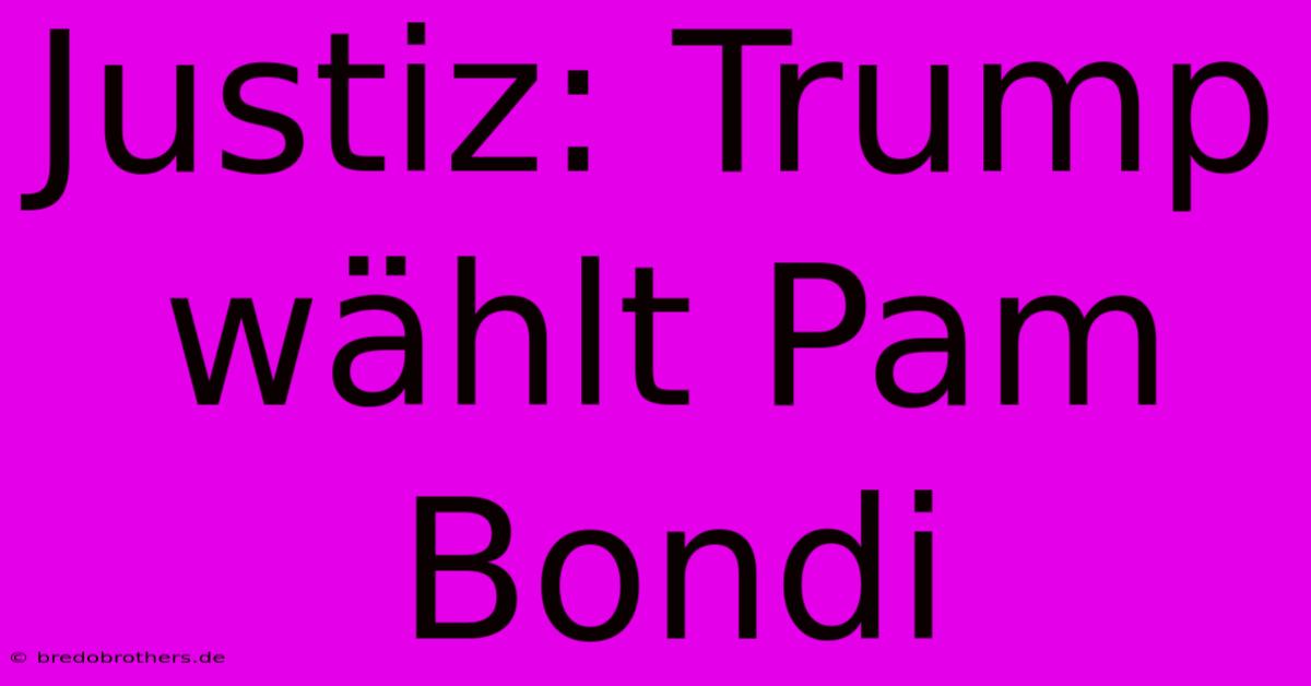 Justiz: Trump Wählt Pam Bondi