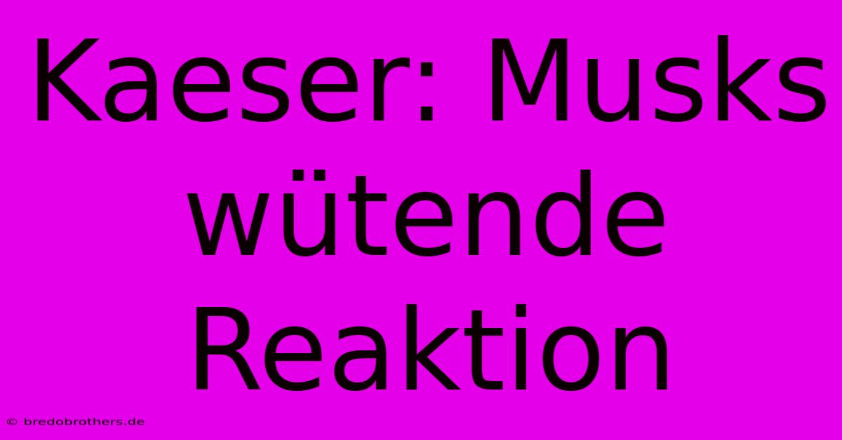 Kaeser: Musks Wütende Reaktion