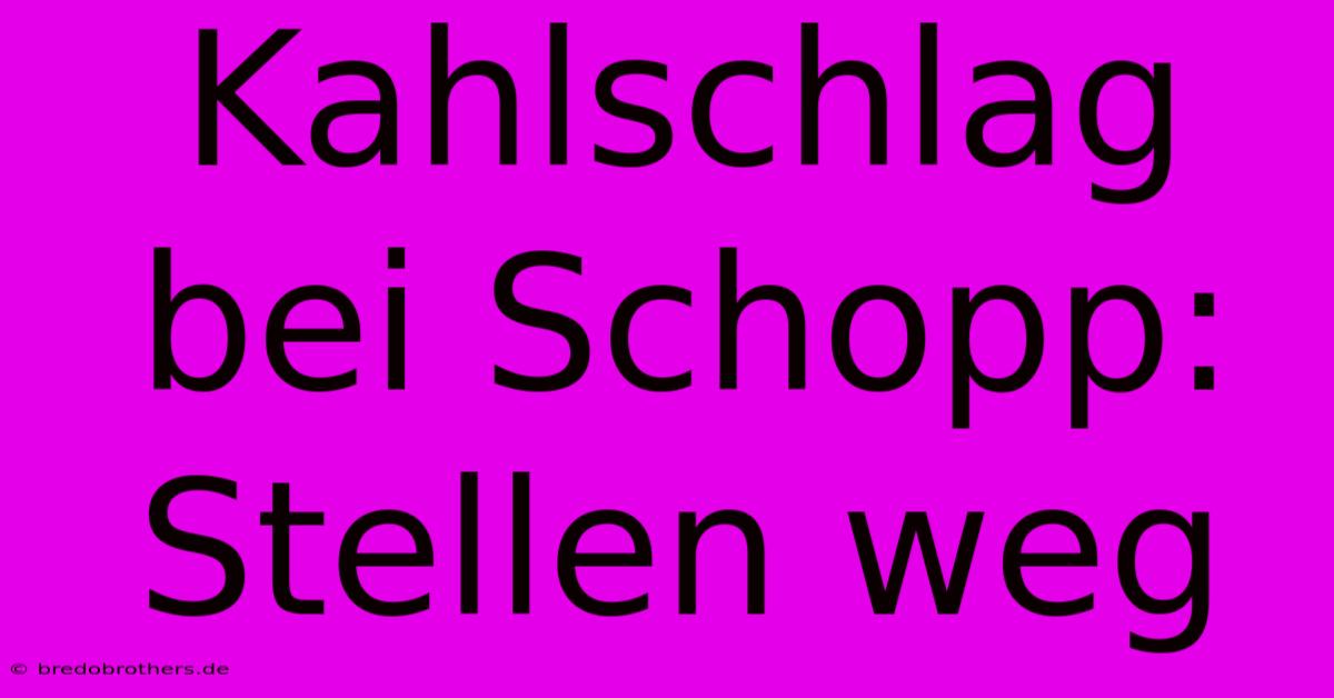 Kahlschlag Bei Schopp: Stellen Weg