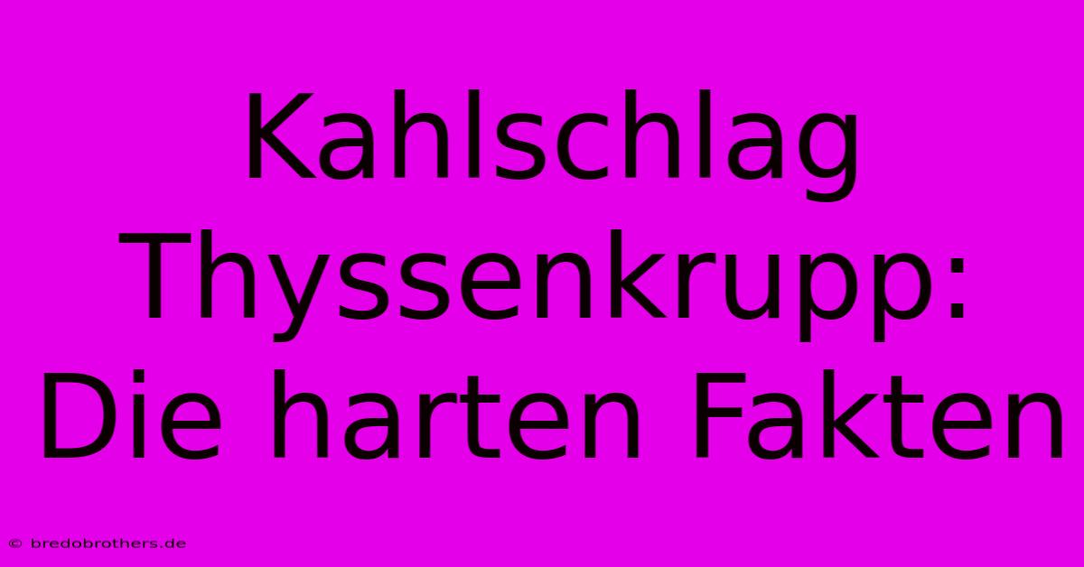 Kahlschlag Thyssenkrupp: Die Harten Fakten