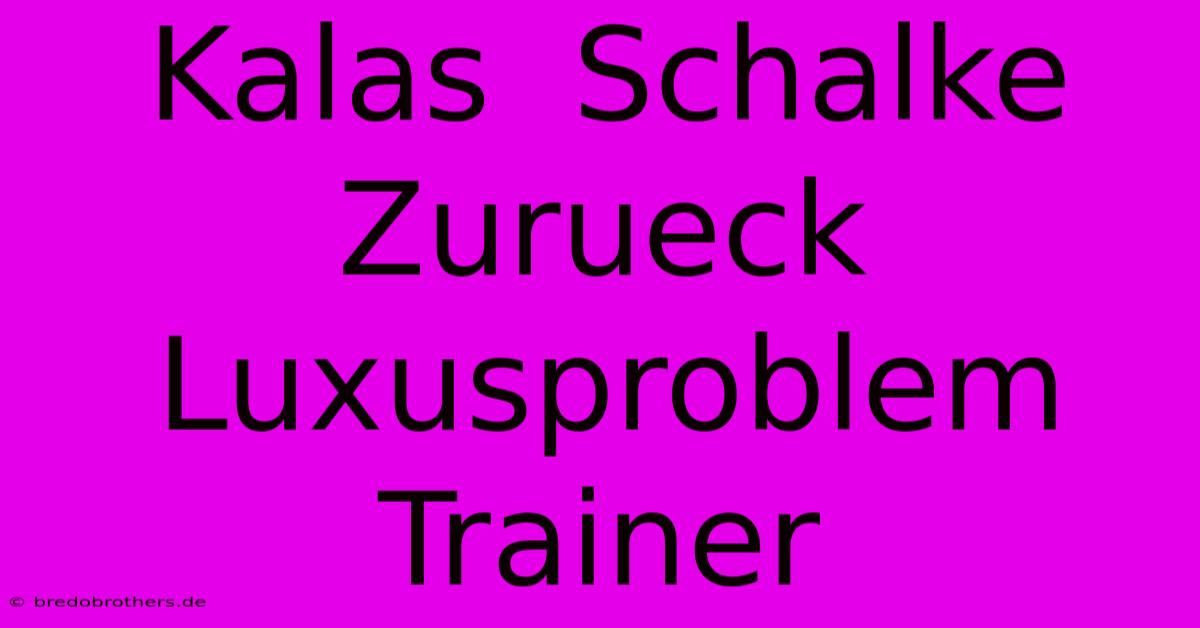 Kalas  Schalke  Zurueck Luxusproblem  Trainer