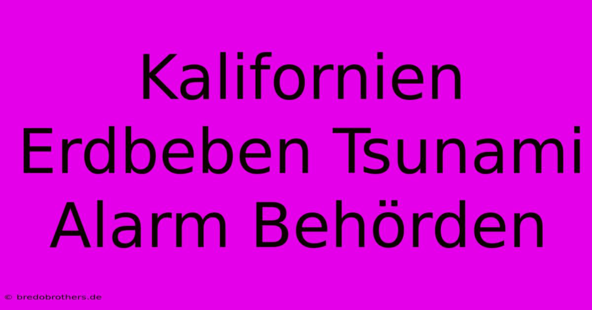 Kalifornien Erdbeben Tsunami Alarm Behörden