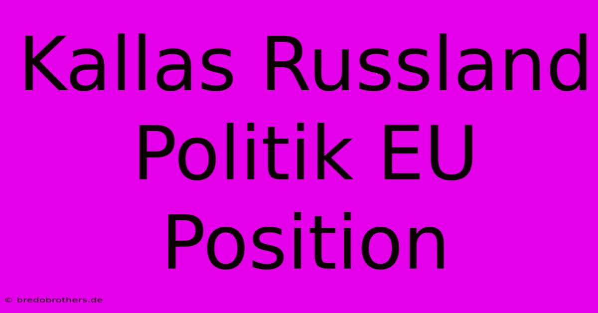 Kallas Russland Politik EU Position