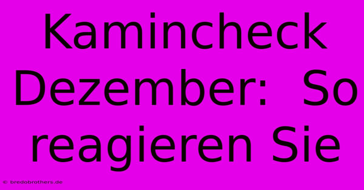 Kamincheck Dezember:  So Reagieren Sie