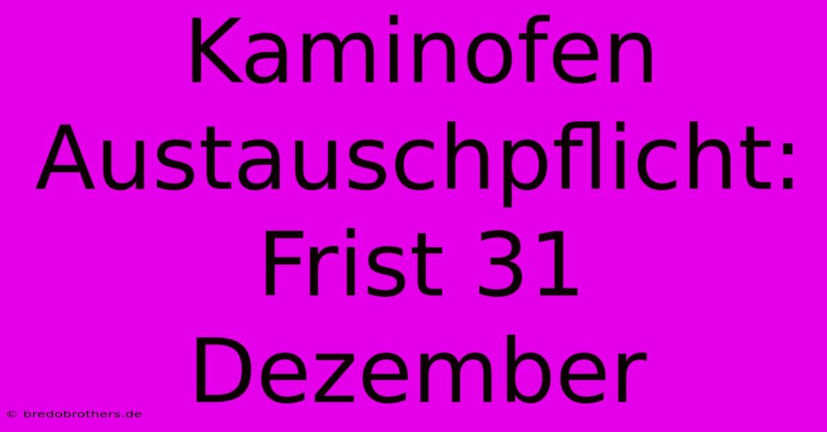 Kaminofen Austauschpflicht: Frist 31 Dezember