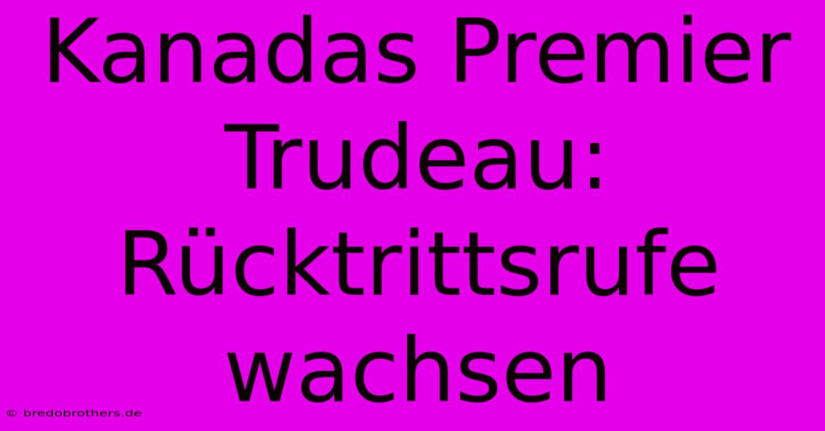 Kanadas Premier Trudeau: Rücktrittsrufe Wachsen