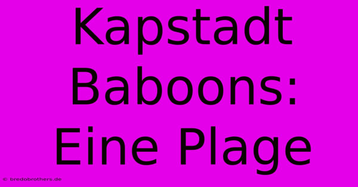 Kapstadt Baboons: Eine Plage