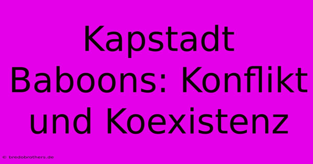 Kapstadt Baboons: Konflikt Und Koexistenz