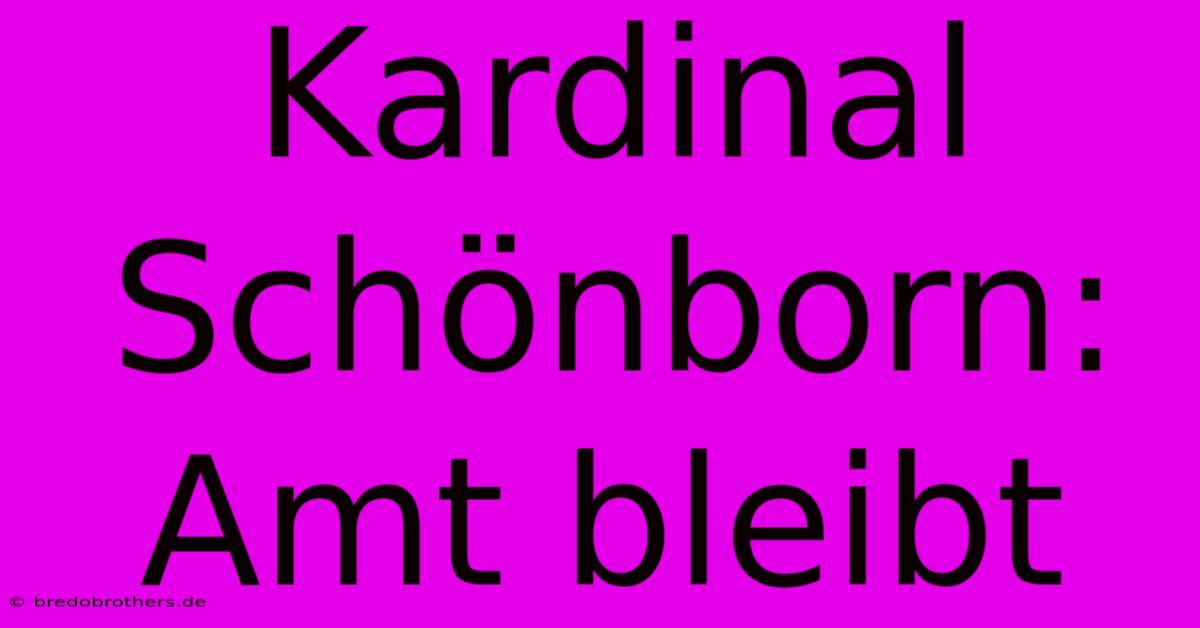 Kardinal Schönborn: Amt Bleibt