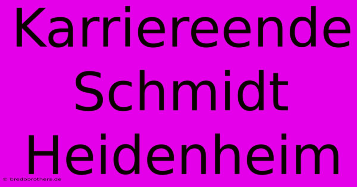 Karriereende Schmidt Heidenheim