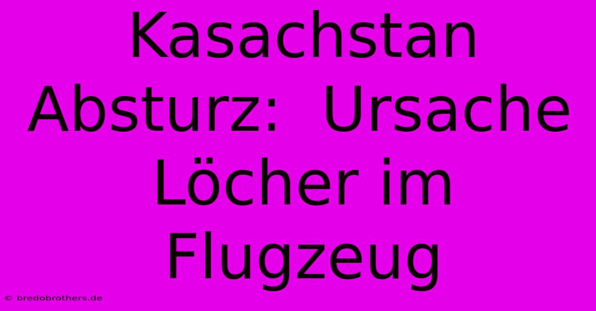 Kasachstan Absturz:  Ursache Löcher Im Flugzeug